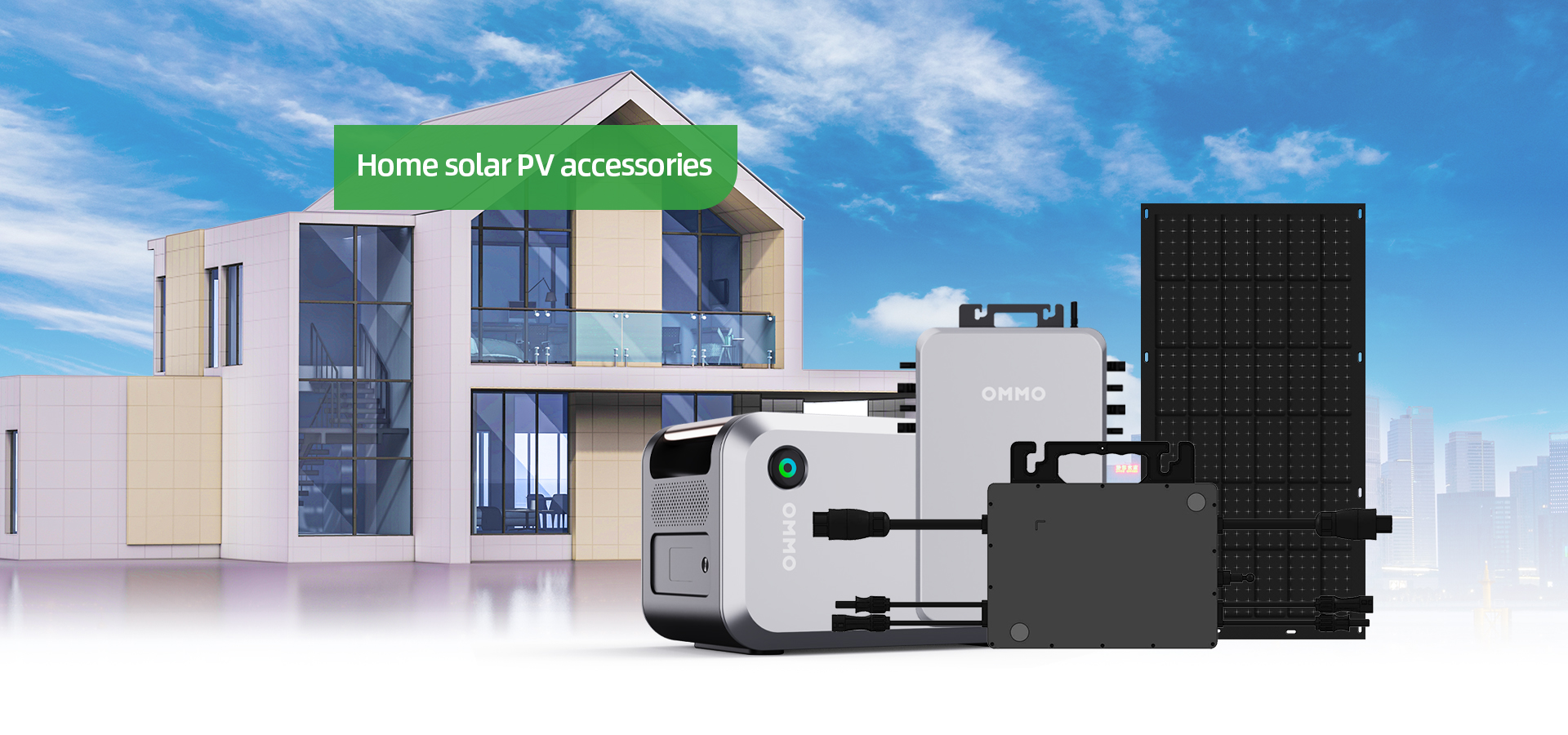 Solar micro inverters and solar panels and other energy storage accessories manufactured by Dongguan OMMO